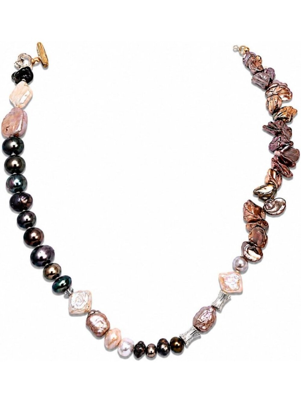 Handmade 20" Freshwater Pearl Necklace, 9-10mm Cream Pearls & Agate Turquoise
